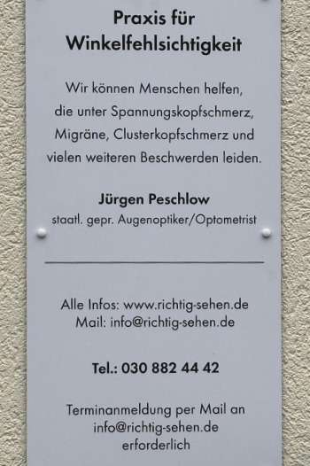 Contact and appointment scheduling at the Praxis für Winkelfehlsichtigkeit – Jürgen Peschlow