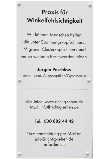 Kontakt und Terminvereinbarung bei der Praxis für Winkelfehlsichtigkeit – Jürgen Peschlow